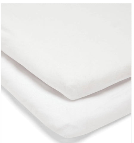 Mamas & Papas Lua Bedside Crib Sheets (2 Pack) (87cm x 50cm x 5cm) - White