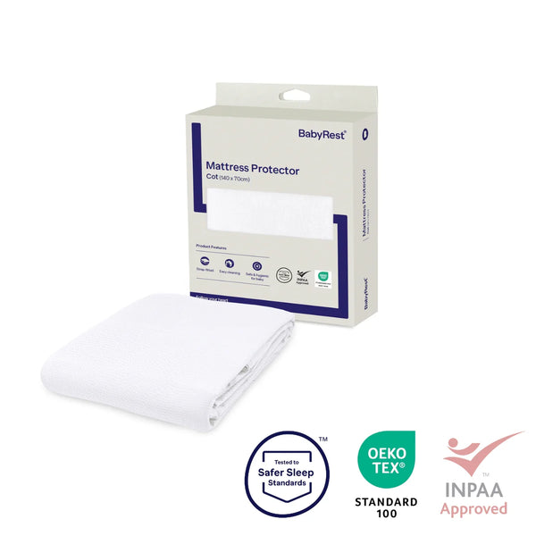 BabyRest Waterproof Mattress Protector 2 Pk - Travel Cot 90 x 50 cm