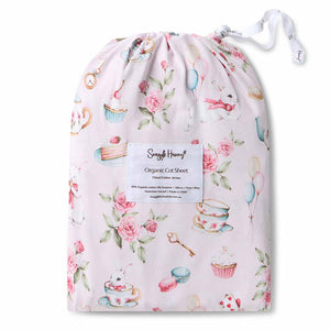 Snuggle Hunny Organic Fitted Cot Sheet - Alice's Tea Party