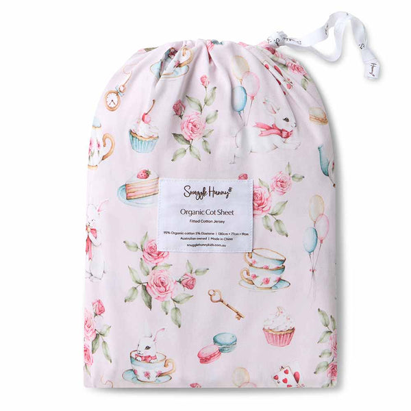 Snuggle Hunny Organic Fitted Cot Sheet - Alice's Tea Party