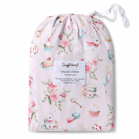 Snuggle Hunny Organic Fitted Cot Sheet - Alice's Tea Party