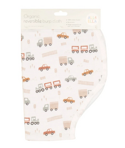 All4Ella Organic Burp Cloth - Trucks