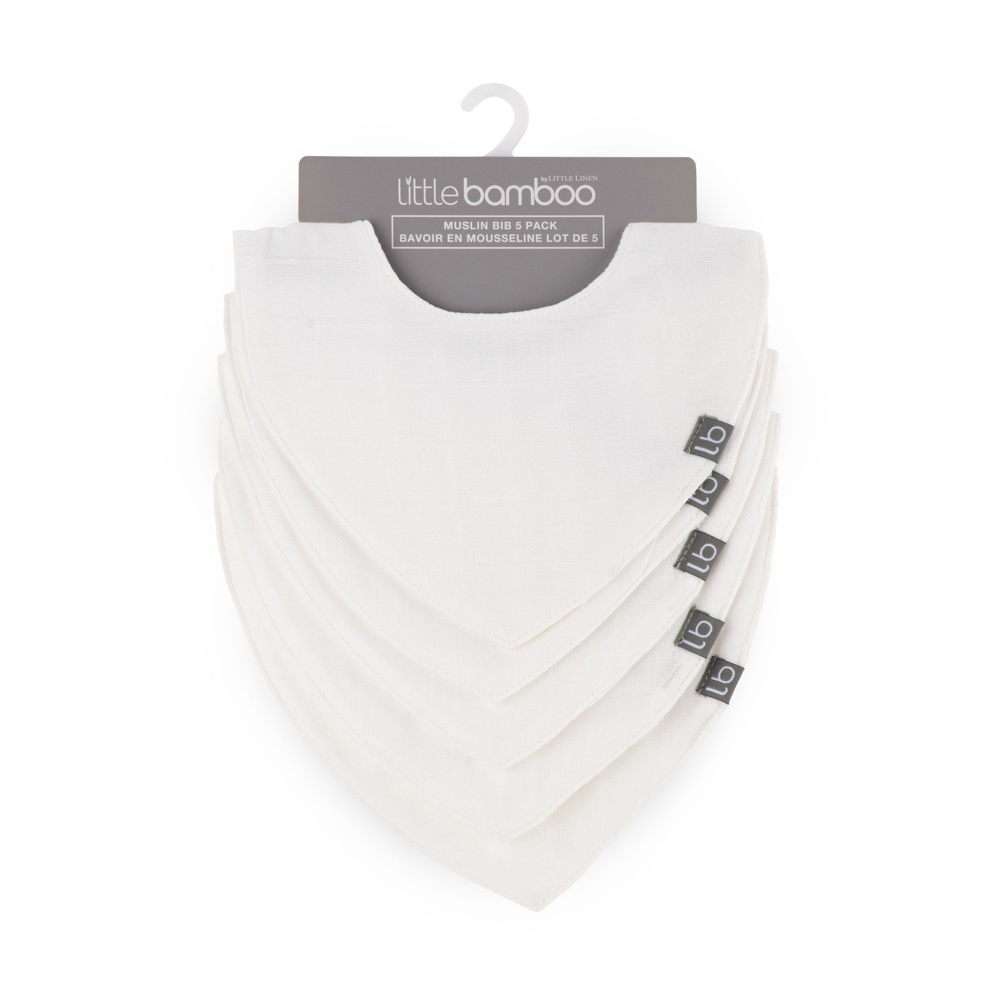 Little Bamboo Muslin Bibs 5pk - Natural