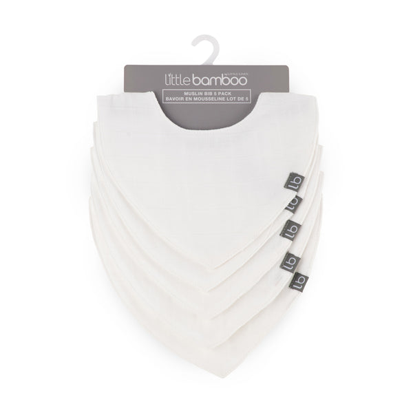 Little Bamboo Muslin Bibs 5pk - Natural