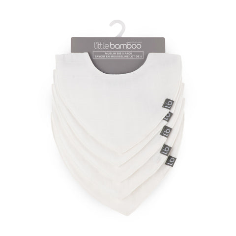 Little Bamboo Muslin Bibs 5pk - Natural