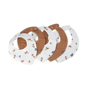 Little Bamboo Muslin Bibs 5pk - Iced Coffee