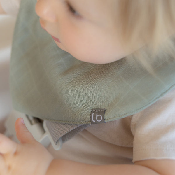 Little Bamboo Muslin Bibs 5pk - Bayleaf