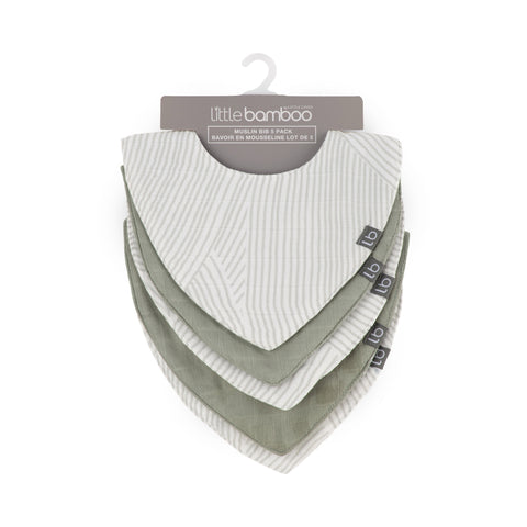 Little Bamboo Muslin Bibs 5pk - Bayleaf