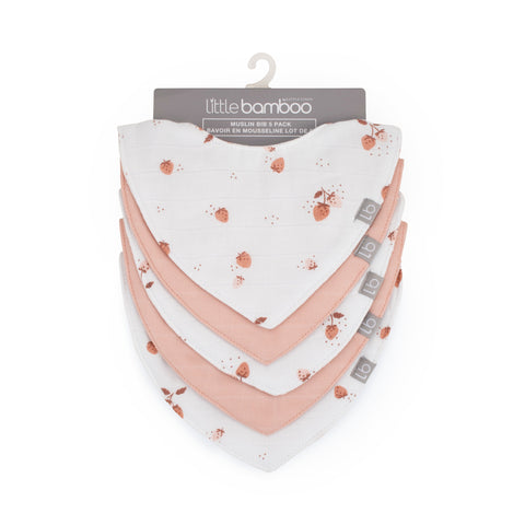 Little Bamboo Muslin Bibs 5pk - Dusty Rose