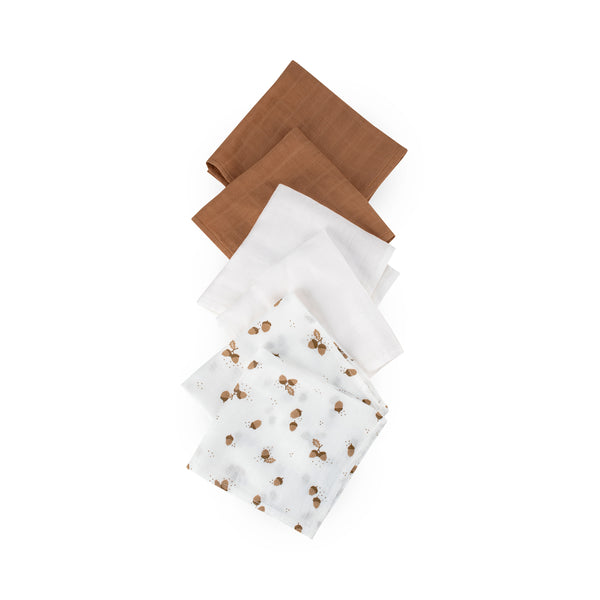 Little Bamboo Muslin Washers 6pk - Iced Coffee