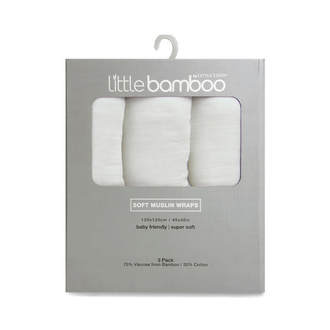 Little Bamboo Soft Muslin Wraps 3pk - Natural