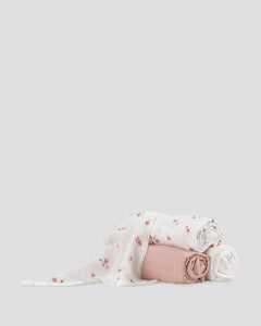 Little Bamboo Muslin Wraps 3Pk - Dusty Rose