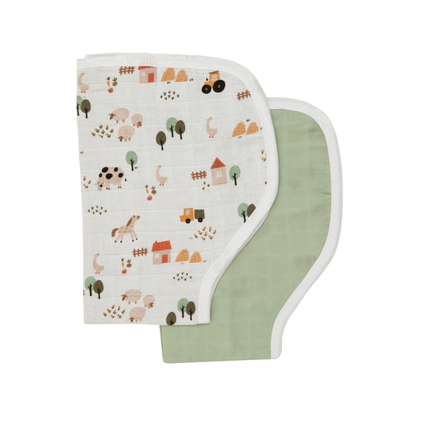 All4Ella Organic Burp Cloth 2pk- Country Farm