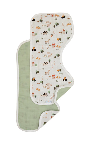 All4Ella Organic Burp Cloth 2pk- Country Farm