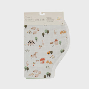 All4Ella Organic Burp Cloth 2pk- Country Farm