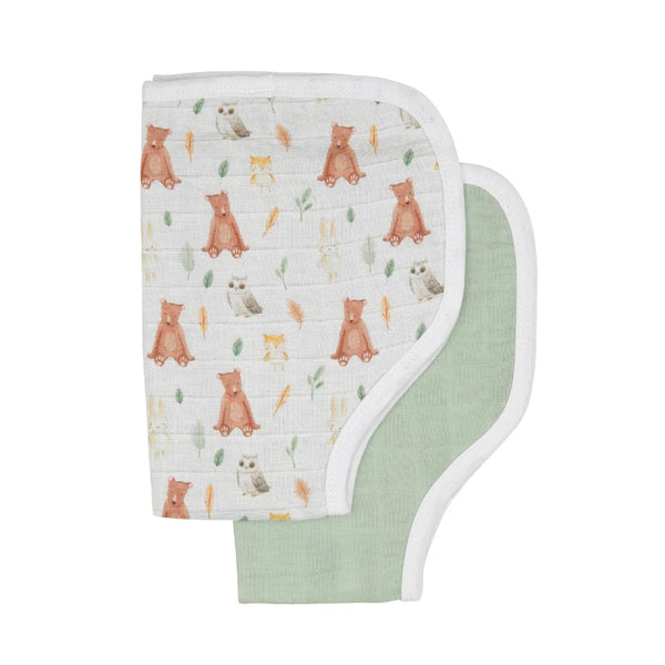 All4Ella Organic Burp Cloth 2pk - Forest Friends