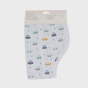 All4Ella Organic Burp Cloth 2pk - Beep Beep