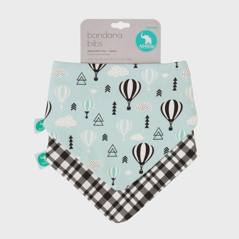 All4Ella Bandana Bibs 2pk - Hot Air Balloons