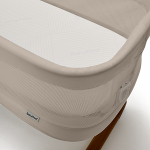 BabyRest Swan Smart Electric Bassinet - Beige/Walnut