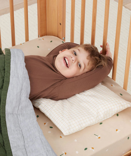 ErgoPouch Toddler Pillow with Case - Caramel Grid