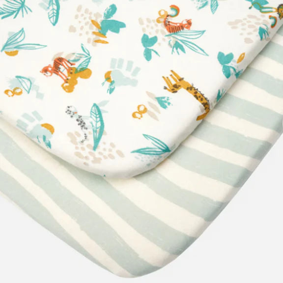 Il Tutto CoZee Bassinet Fitted Sheet Twin Pack - Run Wild