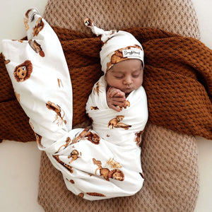 Snuggle Hunny Organic Jersey Wrap & Beanie Set - Lion