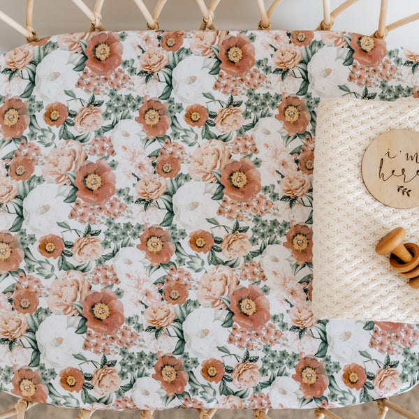 Snuggle Hunny Fitted Bassinet Sheet/Change Mat Cover - Florence