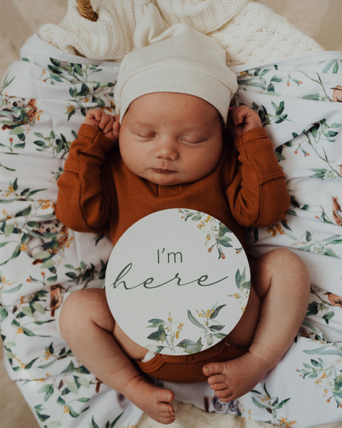 Snuggle Hunny Reversible Milestone Cards - Eucalypt & Sage
