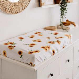 Snuggle Hunny Fitted Bassinet Sheet/Change Mat Cover - Sunflower