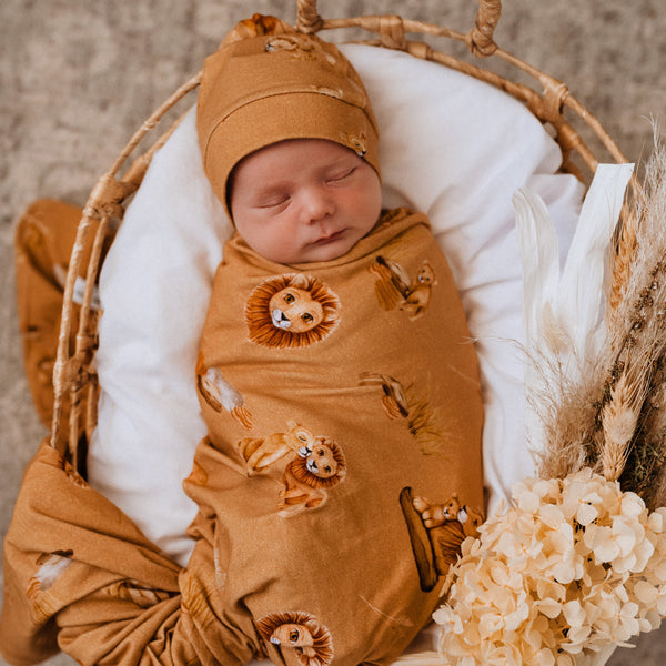 Snuggle Hunny Organic Jersey Wrap & Beanie Set - Roar