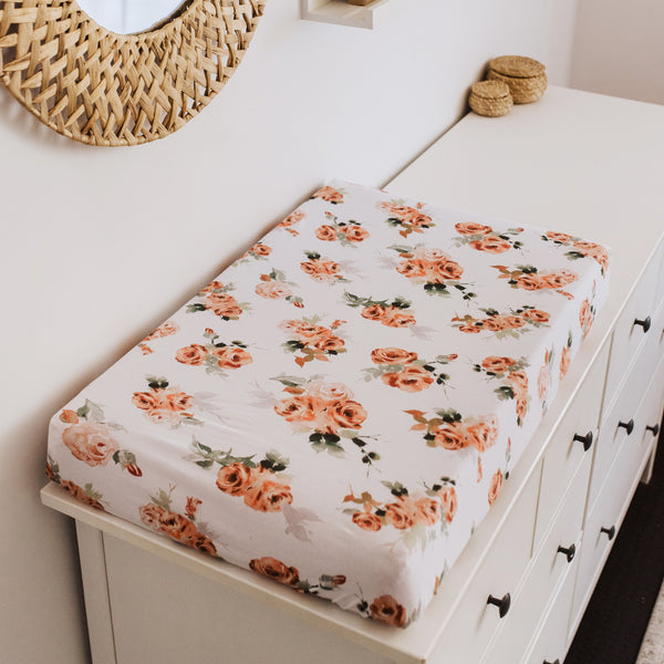 Snuggle Hunny Fitted Bassinet Sheet/Change Mat Cover - Rosebud