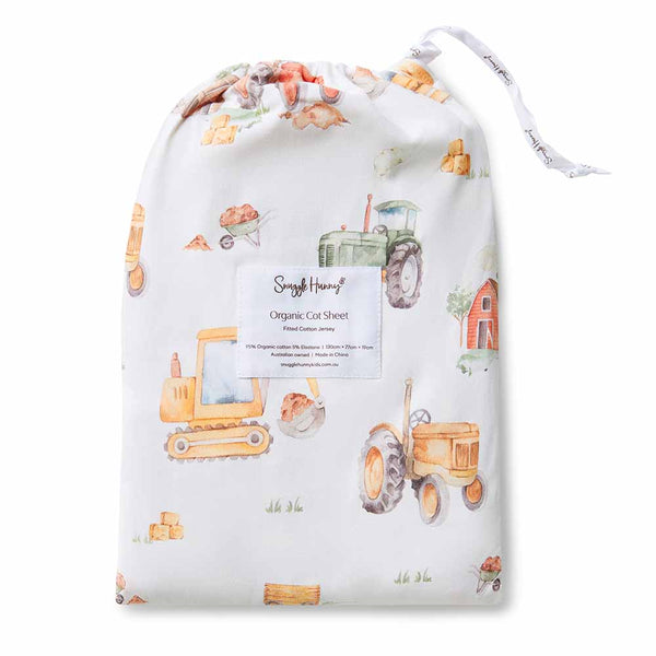 Snuggle Hunny Organic Fitted Cot Sheet - Diggers