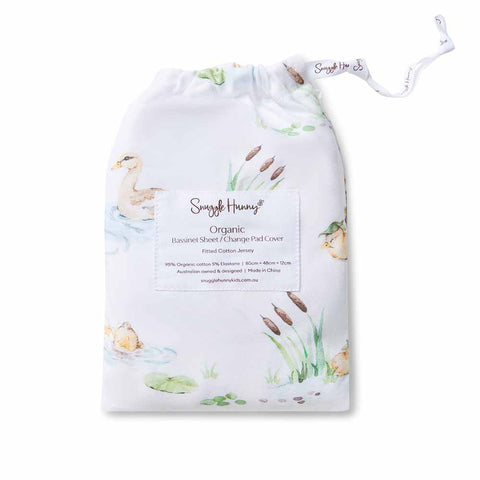 Snuggle Hunny Fitted Bassinet Sheet/Change Mat Cover - Duck Pond