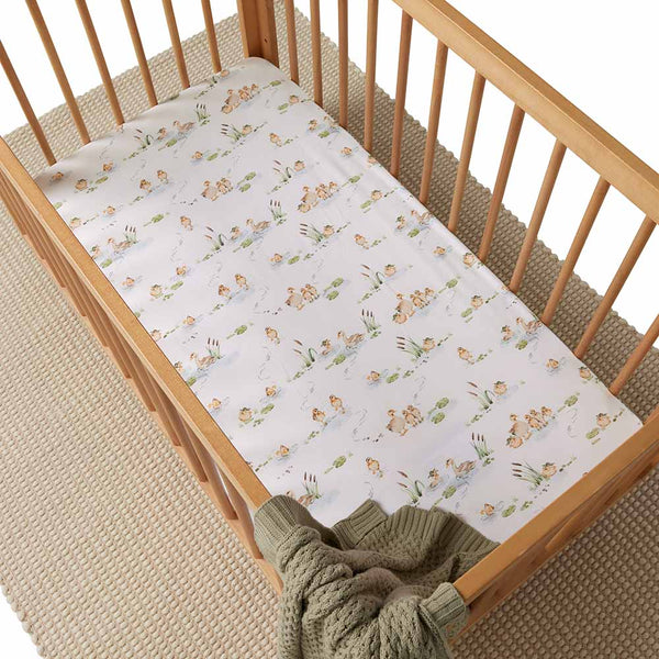 Snuggle Hunny Organic Fitted Cot Sheet - Duck Pond