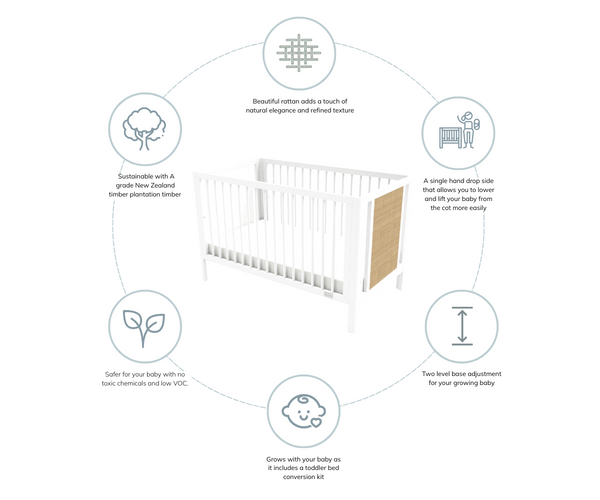 Babyhood Aliya Rattan Cot