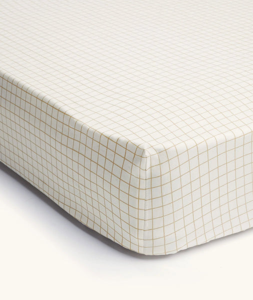 ErgoPouch 2 in 1 Waterproof Fitted Sheet for Cot - Caramel Grid