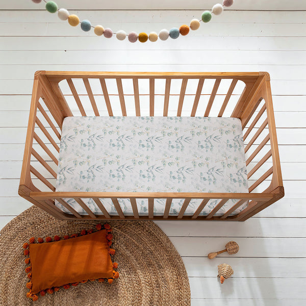 Cocoon Fitted Cot Sheet - Green Leaves