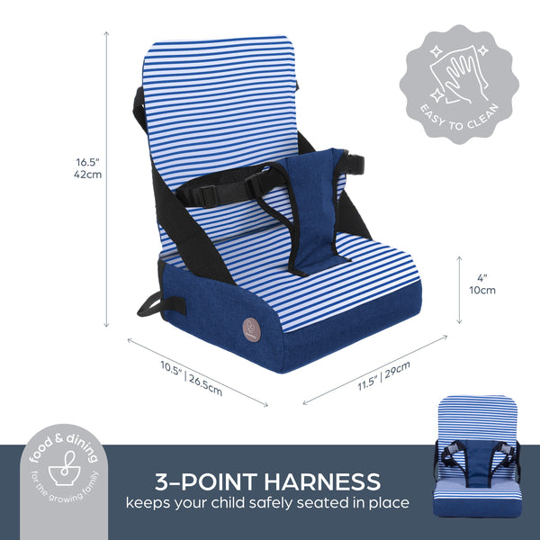 Dreambaby Grab N Go Portable Booster Seat - Blue Denim Stripes