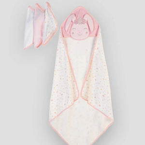 The Little Linen Co Baby Hooded Towel + Washers Set - Ballerina Bunny