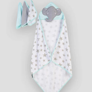 The Little Linen Co Baby Hooded Towel + Washers Set - Elephant Star