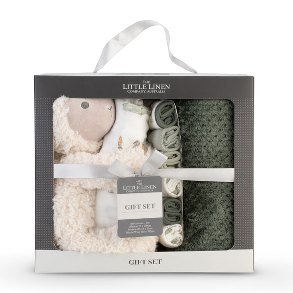Little Linen Boxed Baby Gift Set - Farmyard Lamb