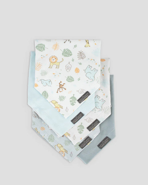 The Little Linen Company Jersey Baby Bib 5Pk - Safari Bear