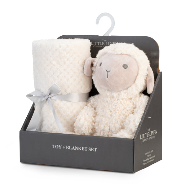 The Little Linen Co Plush Toy & Blanket - Farmyard Lamb