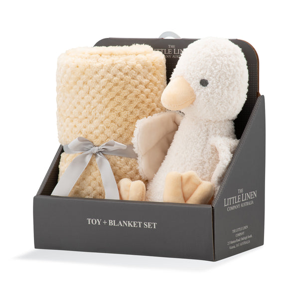 Little Linen Soft Plush Toy & Blanket - Fuzzy Duck