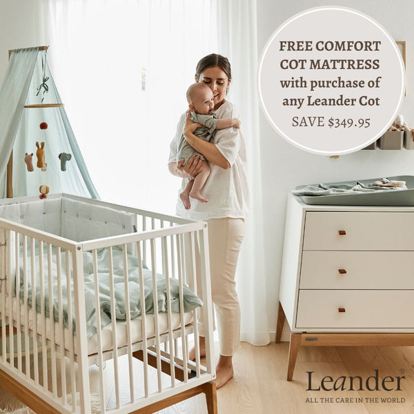 Leander Luna Cot White & Oak & Mattress Set