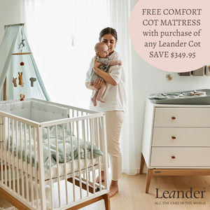 Leander Luna Cot White & Oak & Mattress Set