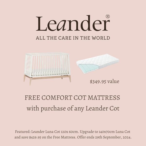 Leander Luna Cot White & Oak & Mattress Set