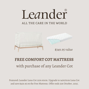 Leander Luna Cot White & Oak & Mattress Set