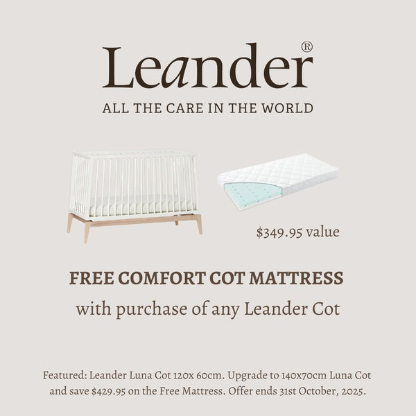 Leander Luna Cot White & Oak & Mattress Set