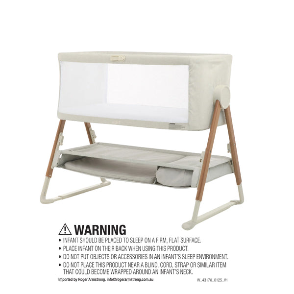 Mamas & Papas Lua V2 Bedside Cot - Fawn